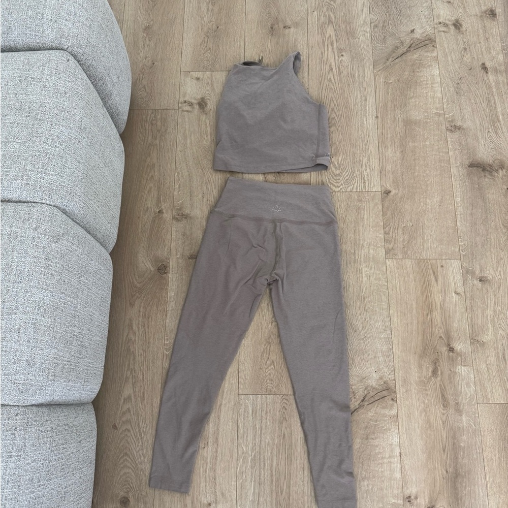 Tan Sleeveless Top and Leggings Set beyond yoga